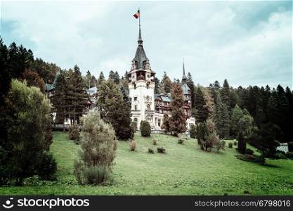 Neo-Renaissance Peles Castle Built In 1873 In Carpathian Mountains