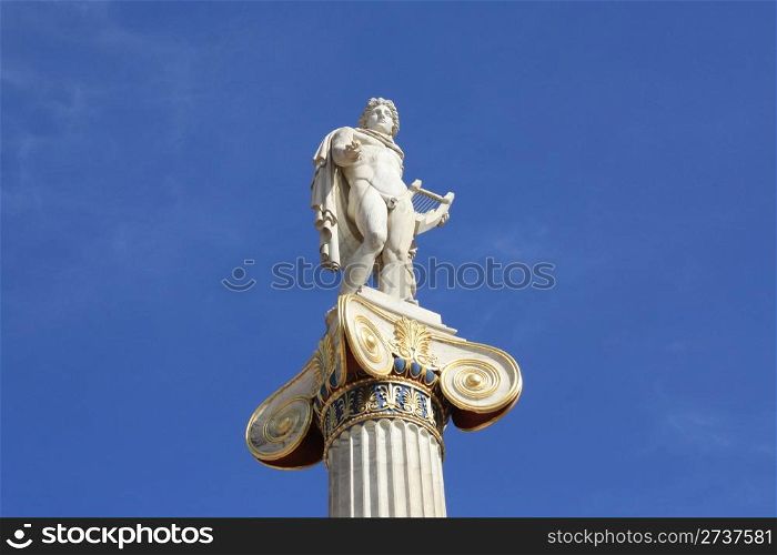 Neoclassical statue of Apollo, god of the sun, medicine and the arts.