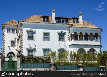 Neoclassical summer architecture built in early 20th century in the seaside town of Cascais, Portugal