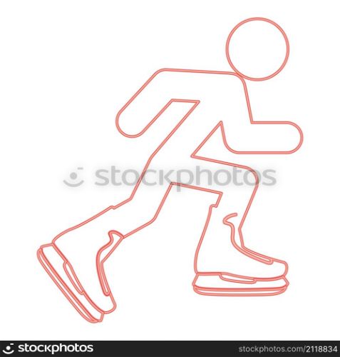 Neon athlete skater in skating red color vector illustration image flat style light. Neon athlete skater in skating red color vector illustration image flat style
