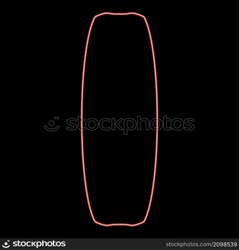 Neon board for kiteboard sport red color vector illustration image flat style light. Neon board for kiteboard sport red color vector illustration image flat style
