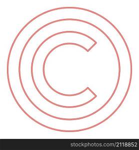 Neon copyright symbol red color vector illustration image flat style light. Neon copyright symbol red color vector illustration image flat style