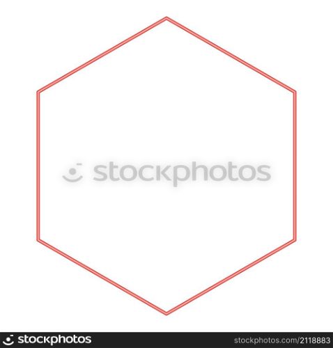 Neon hexagon red color vector illustration image flat style light. Neon hexagon red color vector illustration image flat style