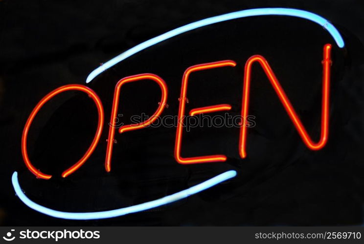 Neon &rsquo;Open&rsquo; sign