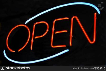 Neon &rsquo;Open&rsquo; sign