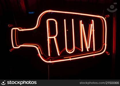 neon sign bar with text rum