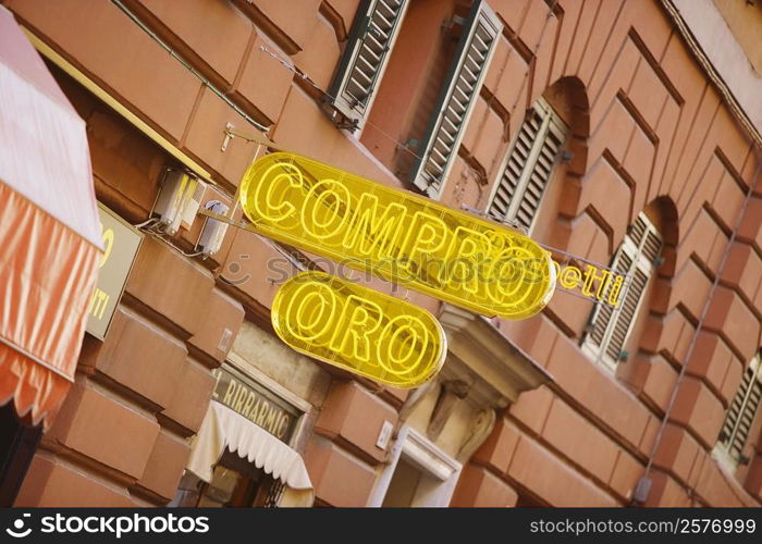 Neon sign outside a restaurant, Genoa, Liguria, Italy