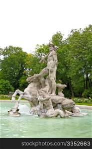 Neptune sculpture in the old Munich Botanical Garden near Karlplatz