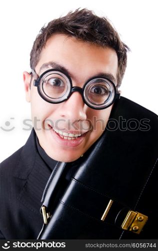 Nerd businessman isolated on the white