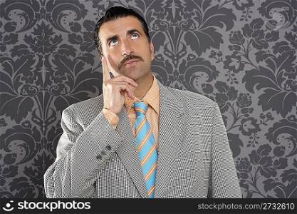 nerd businessman pensive gesture silly funny retro wallpapaer background