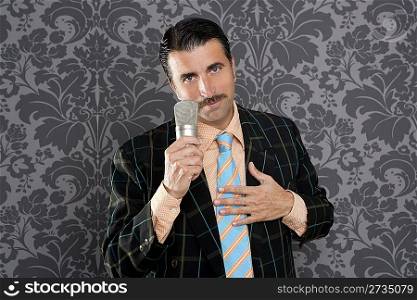 nerd retro mustache man microphone singing silly wallpaper background