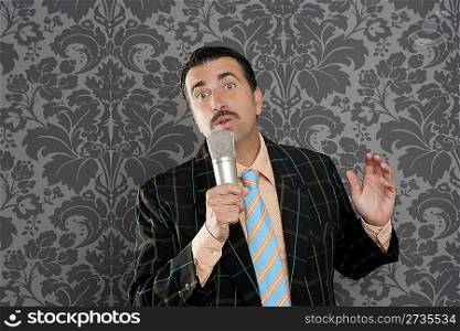 nerd retro mustache man microphone singing silly wallpaper background