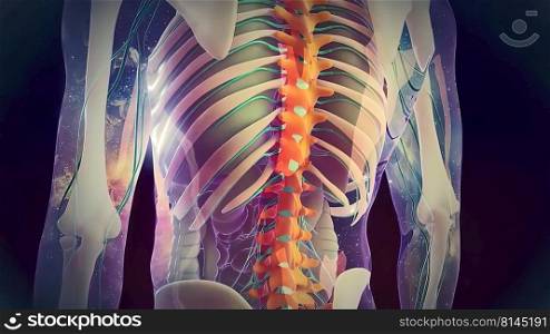 nerve within the spinal cord 3d illustration. nerve within the spinal cord
