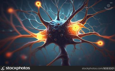 Nervous brain neurons. Generative AI. High quality illustration. Nervous brain neurons. Generative AI