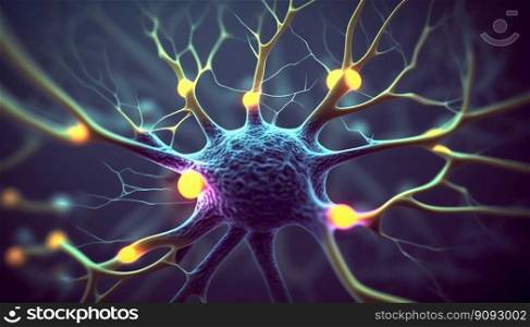 Nervous brain neurons. Generative AI. High quality illustration. Nervous brain neurons. Generative AI