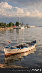 Nesebar, Bulgaria ? 07.09.2019. Yacht and pleasure boat parking in Nesebar, Bulgaria, on a sunny summer day. Marina in the resort of Nesebar, Bulgaria