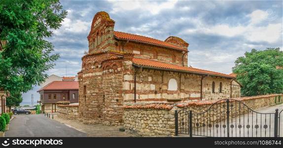 Nessebar, Bulgaria ? 07.10.2019. Church of St Stephen in the old town of Nessebar, Bulgaria, on a cloudy summer morning. Church of St Stephen in Nessebar, Bulgaria