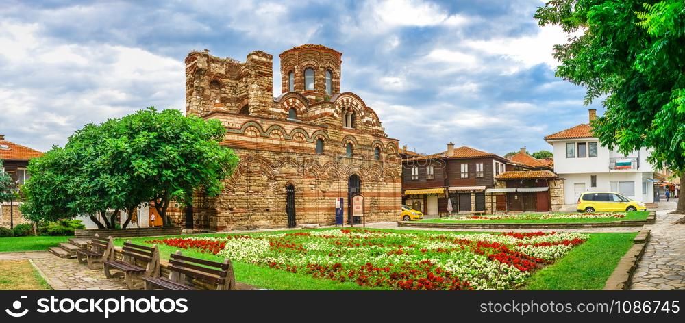 Nessebar, Bulgaria ? 07.10.2019. The Church of Christ Pantocrator in the old town of Nessebar, Bulgaria, on a cloudy summer morning. Pantocrator Church in Nessebar, Bulgaria