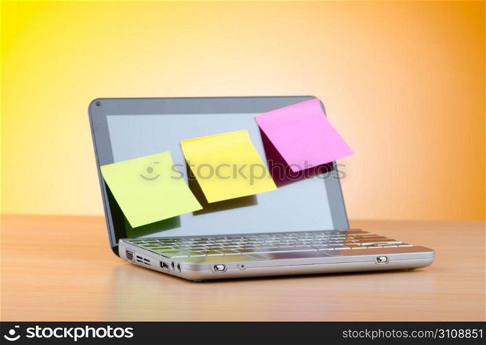 Netbook with reminder notes