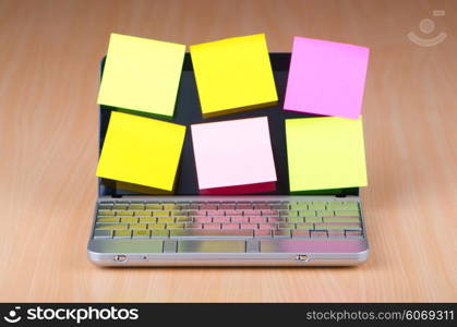 Netbook with reminder notes