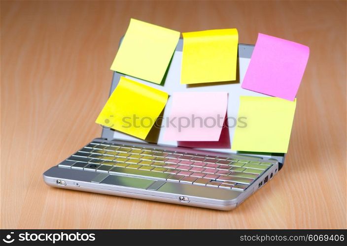 Netbook with reminder notes