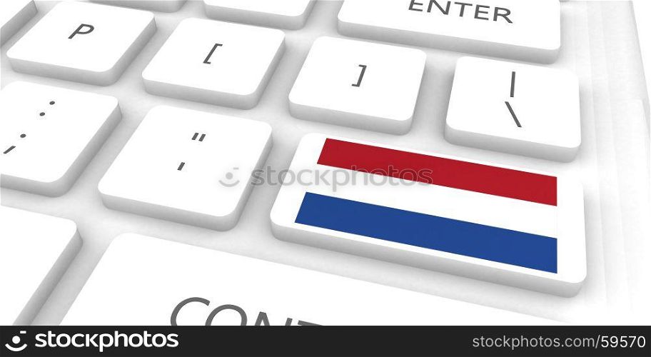 Netherlands Racing to the Future with Man Holding Flag. Netherlands Racing to the Future