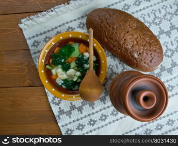 nettle soup.Russian green shchi with nettle