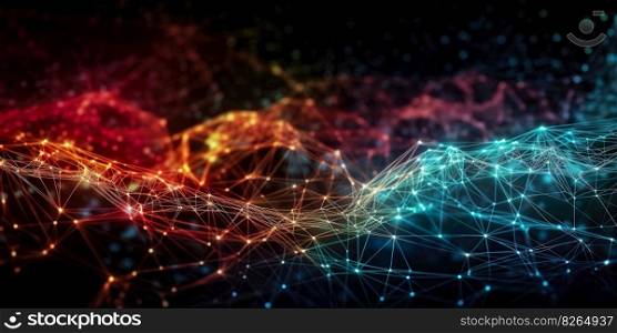 Network connection fiber optic , Abstract futuristic network lines background , Network technology abstract concept , Generate Ai