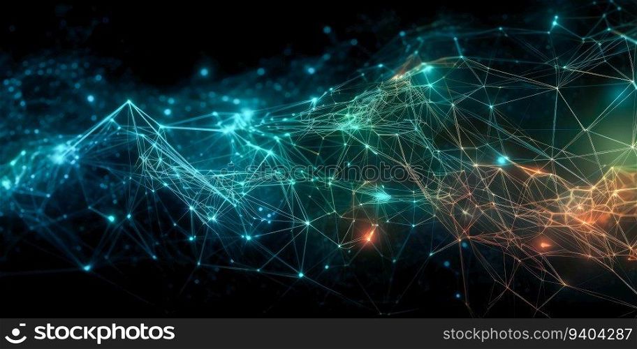 Network connection fiber optic , Abstract futuristic network lines background , Network technology abstract concept , Generate Ai