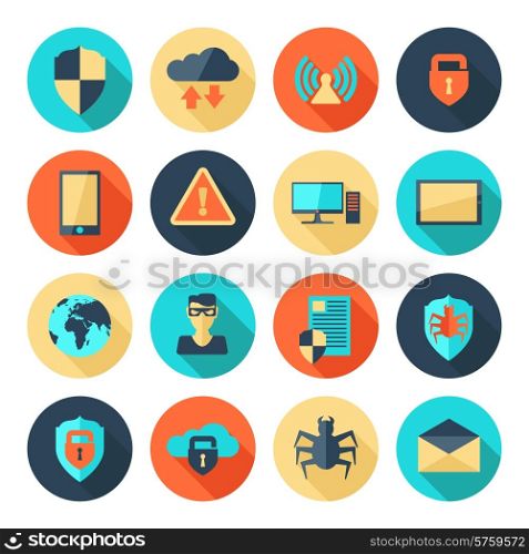 Network information data security website application icons set isolated vector illustration. Network Security Icons