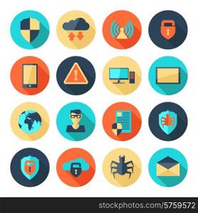 Network information data security website application icons set isolated vector illustration. Network Security Icons