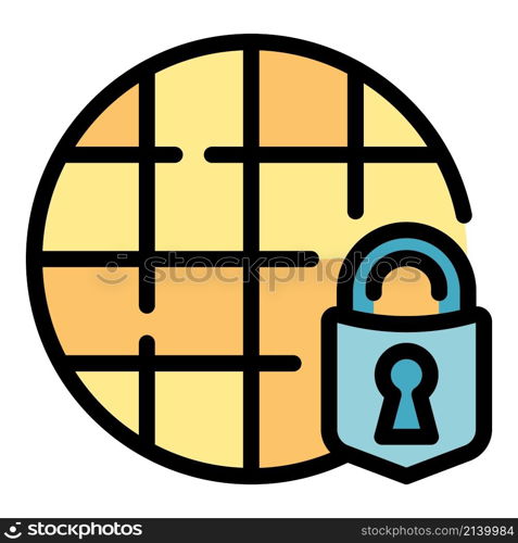 Network security icon. Outline network security vector icon color flat isolated. Network security icon color outline vector