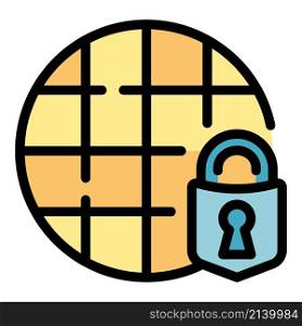 Network security icon. Outline network security vector icon color flat isolated. Network security icon color outline vector