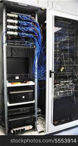 network server room routers and cables