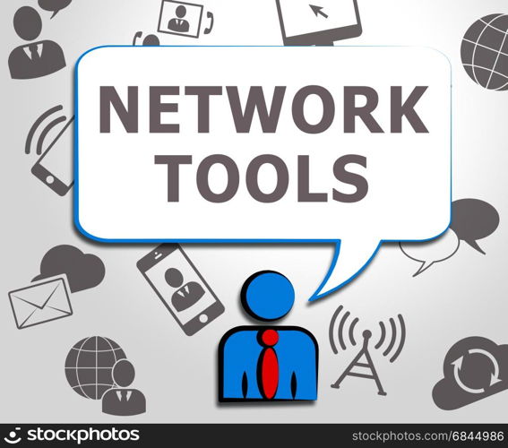 Network Tools Icons Shows Networking Programs 3d Illustration