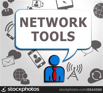 Network Tools Icons Shows Networking Programs 3d Illustration