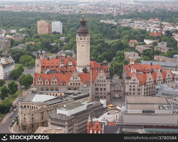 Neue Rathaus. Aerial view of the Leipzig Neues Rathaus meaning New Town Hall is the seat of the Leipzig city administration designed by Hugo Licht in 1897