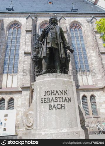 Neues Bach Denkmal. The Neues Bach Denkmal meaning new Bach monument stands since 1908 in front of the St Thomas Kirche church where Johann Sebastian Bach is buried