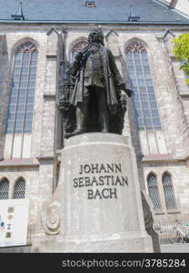 Neues Bach Denkmal. The Neues Bach Denkmal meaning new Bach monument stands since 1908 in front of the St Thomas Kirche church where Johann Sebastian Bach is buried