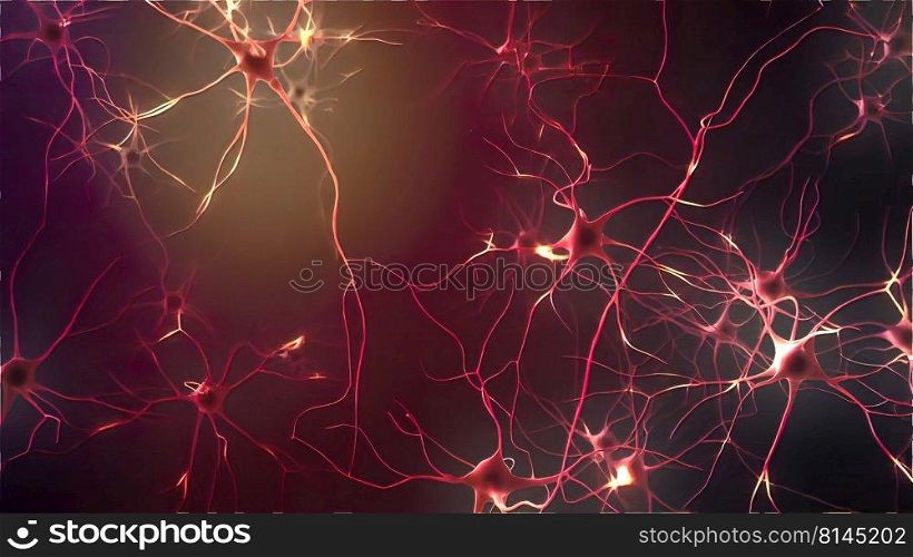 Neurons, Neural Connections, Signal Transmission By Neurons 3d illustration. Neurons, Neural Connections, Signal Transmission