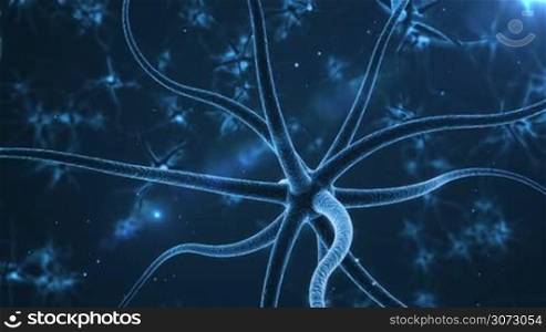 Neurons with electric impulses.Real Neuron synapse network 3D animation.