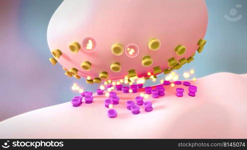 Neurotransmitters are chemical messengers in the body 3d illustration. Neurotransmitters are chemical messengers in the body