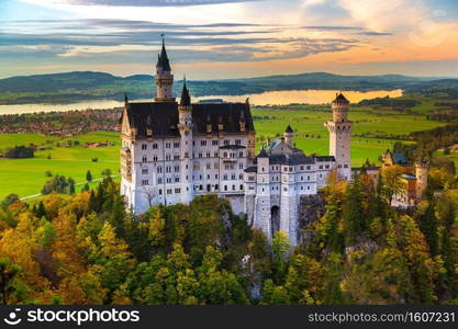 Neuschwanstein castle in a summer day in Germany