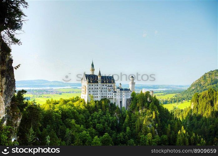 Neuschwanstein castle in Bavaria, Germany on a sunny day