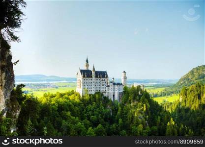Neuschwanstein castle in Bavaria, Germany on a sunny day