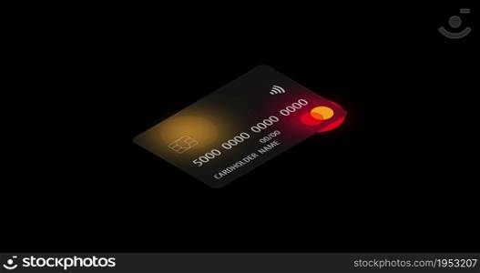 Neutral credit card on black transparent background rendered with the glassmorphism effect. Internet shopping concept, mobile payments, financial transactions. Looping realistic animation with Alpha transparent background for easy use in your video. looped video.. Neutral credit card on black transparent background rendered with the glassmorphism effect. Internet shopping concept, mobile payments, financial transactions. Looping realistic animation with Alpha transparent background for easy use in your video. looped video