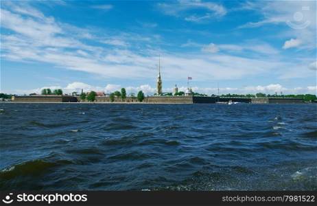 Neva river . Saints Peter and Paul fortress .Saint-Petersburg, Russia.June 4, 2015