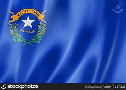 Nevada flag, united states waving banner collection. 3D illustration. Nevada flag, USA