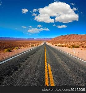Never ending road to Death Valley California sunny desert