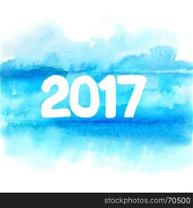 New 2017 year - Blue watercolor background